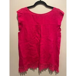 Terzo Millennio pink linen sleeveless knit fringe bottom top size large